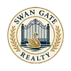 SwanGate Realty seal with a gated entry, gold swan, and laurel wreath